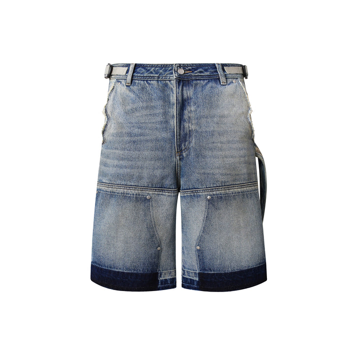 PANQ Washed and Faded Denim Shorts