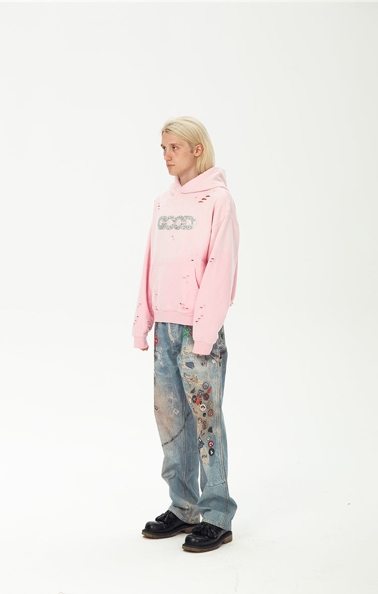 GOODBRAND 2024F/W Diamond Ripped Hoodie