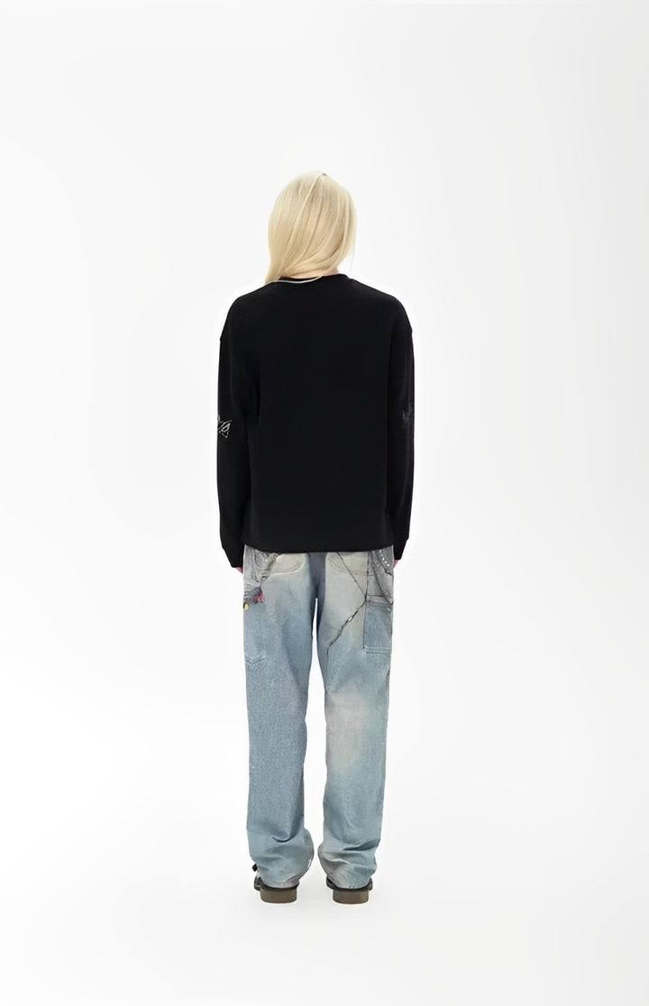 GOODBRAND 24F/W Romantic Badge 3D Printed Jeans