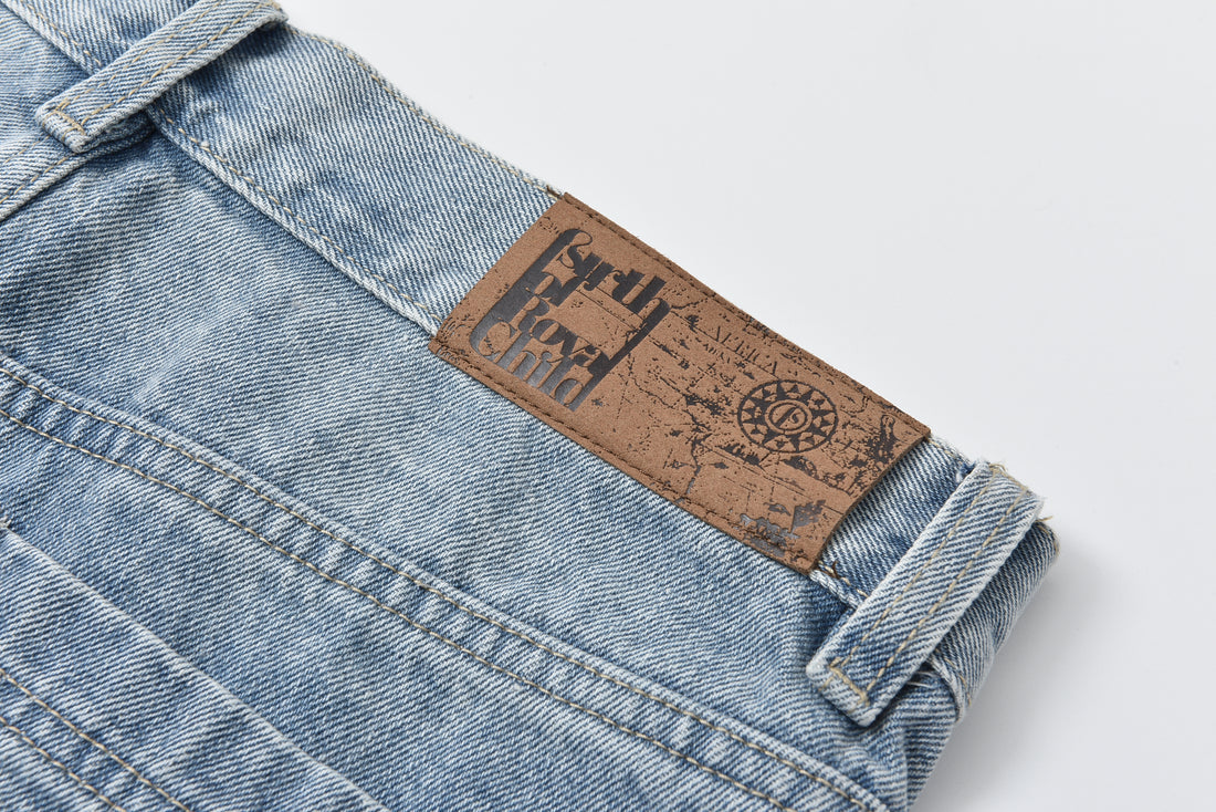 BORC Chain Ink Print Detailed Patch Jeans