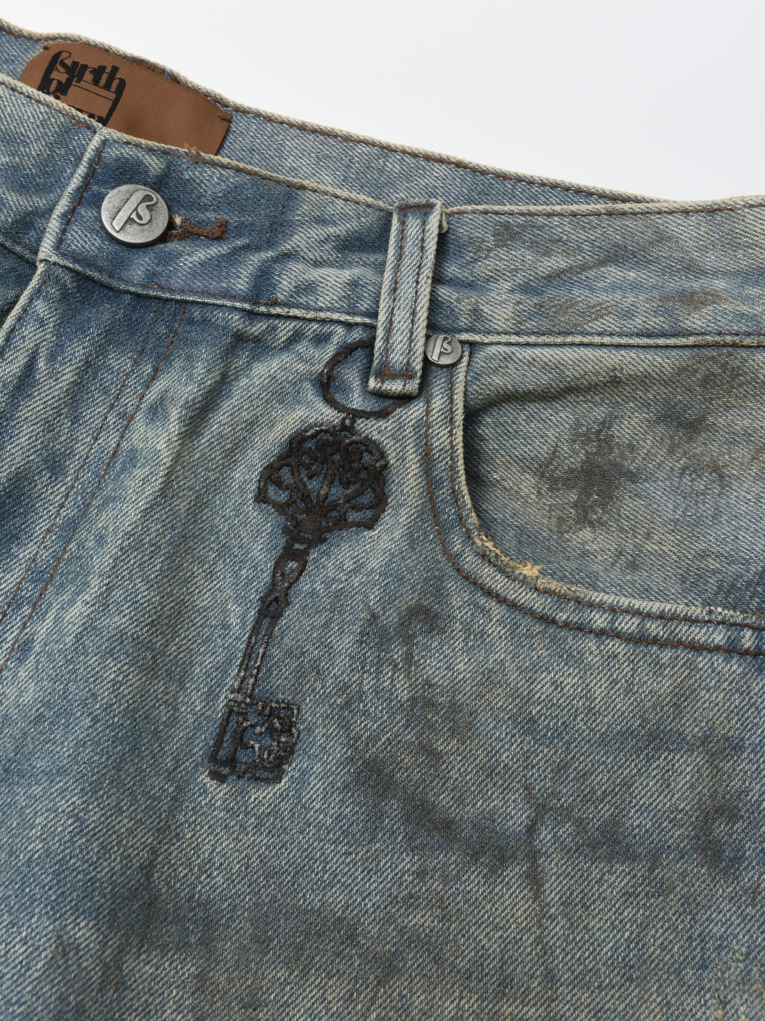 BORC Dirty-Washed Brushing Wax Baggy Denim