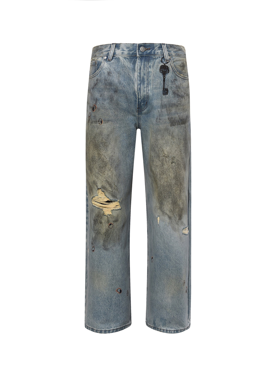 BORC Dirty-Washed Brushing Wax Baggy Denim